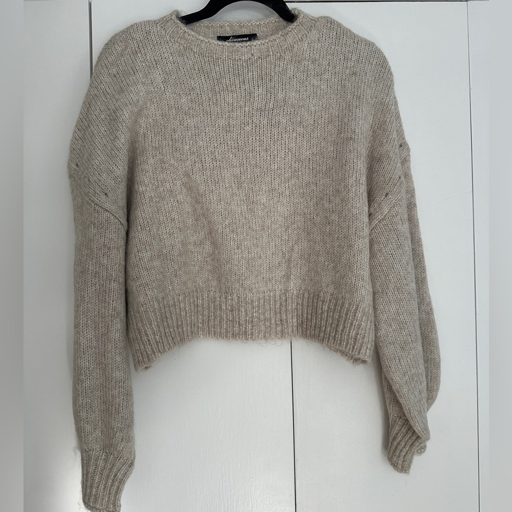 Olivaceous Beige Crew Neck Sweater